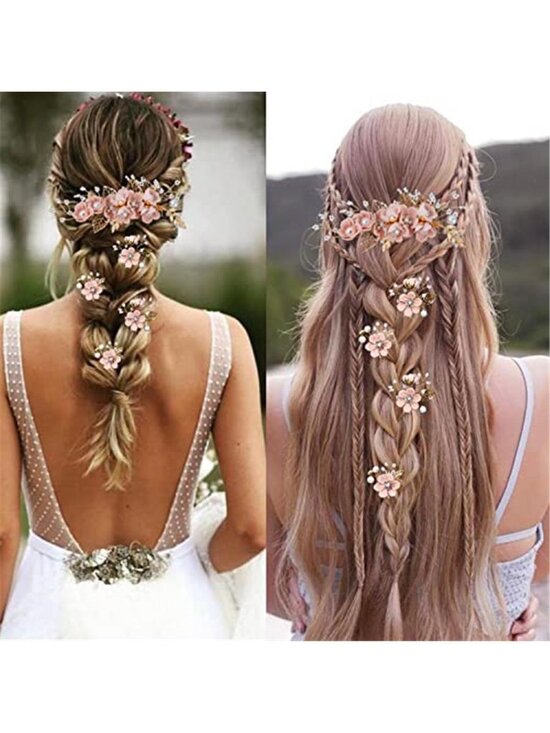 5 Pieces Bridal Flower Wedding Hair Pins Crystal Pearl Hair Combs Clips main image 5